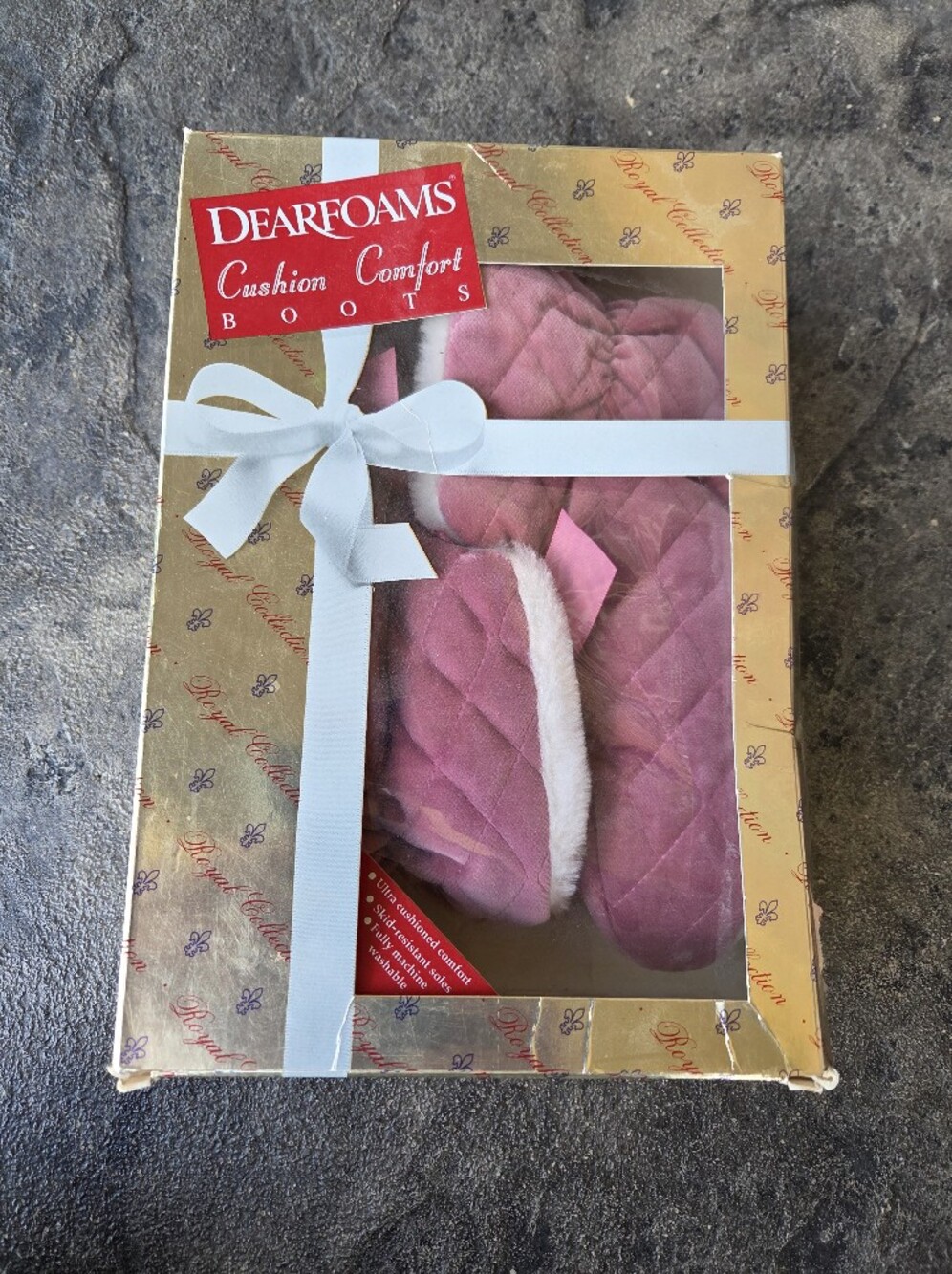 Dearfoams Pink Quilted Plush Cuff Slippers SIZE 5/6